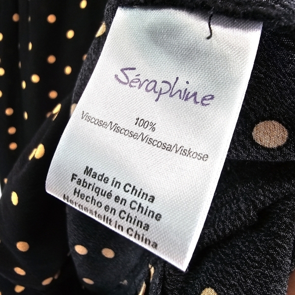 Seraphine Dress Women 2 XS Black Brown Polka Dot Maternity Nursing Button Front - Picture 9 of 14